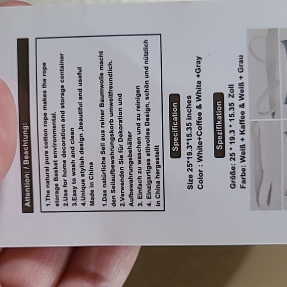 Laundry Hamper Woven Rope Large Clothes Hamper 25.6" Height Tall Laundry Basket - Picture 3 of 3